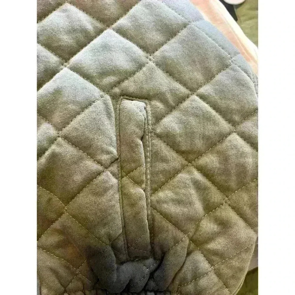 Stoosh Lavender Gray Quilted Cropped Hooded Jacket Sz L zip up warm pockets - Picture 5 of 7